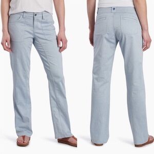 NWT Kuhl CABO Pant Lightweight Linen Blend Light Blue Mountain Air Sz 8